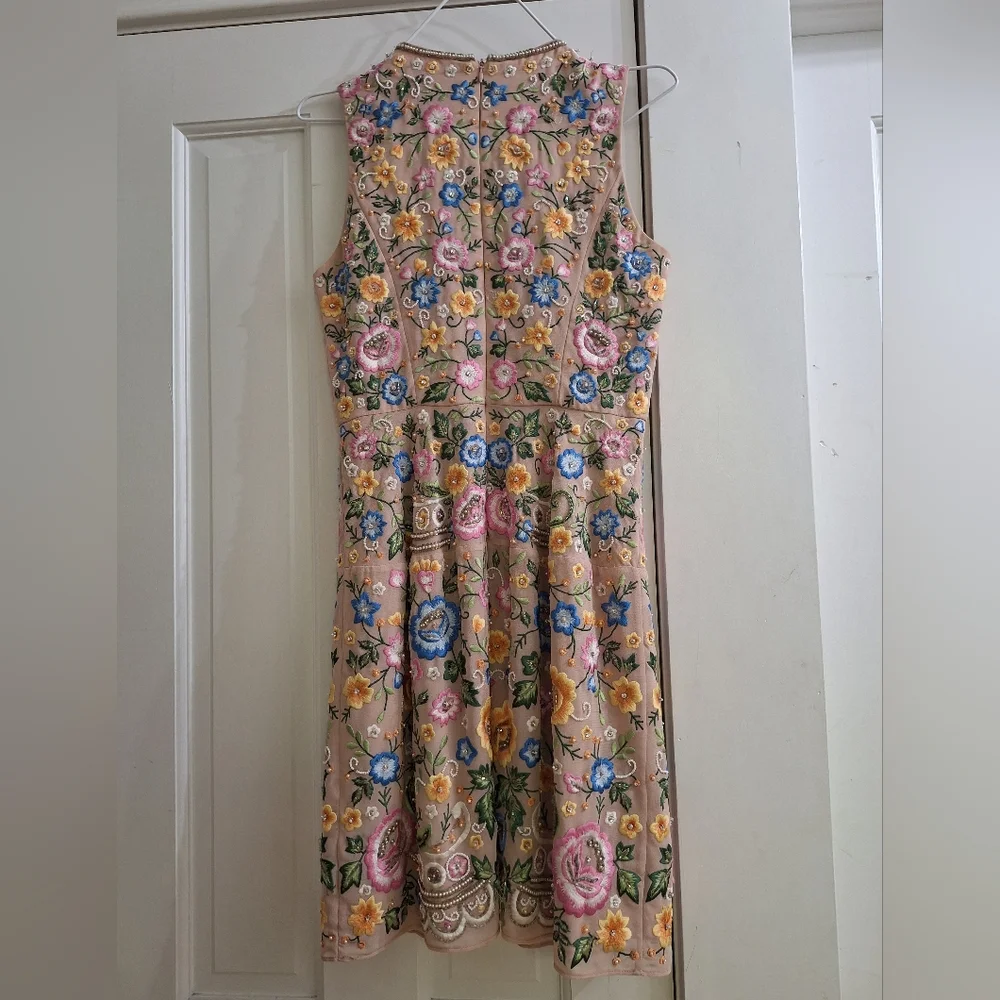 Needle & Thread fully beaded embroidered floral sleeveless shift mini dress 2 - Picture 10 of 13
